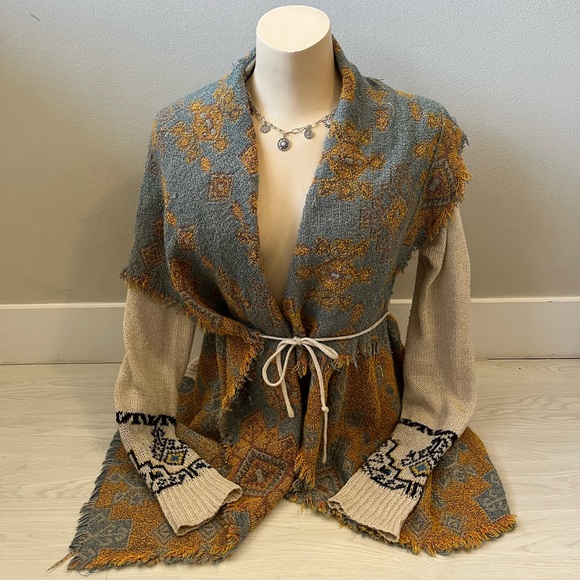 Desigual Sweaters - Desigual Jers Aldara Cape Cardigan Sweater with bohemian geometric print